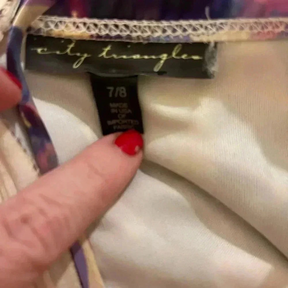 Vintage City Triangles spaghetti strap mini dress abstract floral 7/8 90’s - Picture 11 of 14